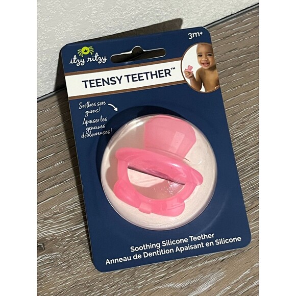 Pink Itzy Ritzy Teensy Teether Soother Food Grade Silicone Hollow Flexible 3mo+ - Picture 1 of 5